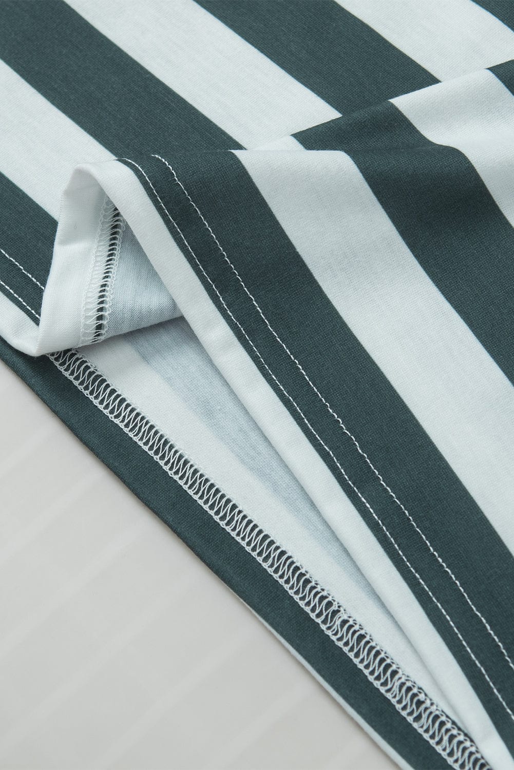 Seafoam Green Ruffle Sleeve V Neck Striped Top