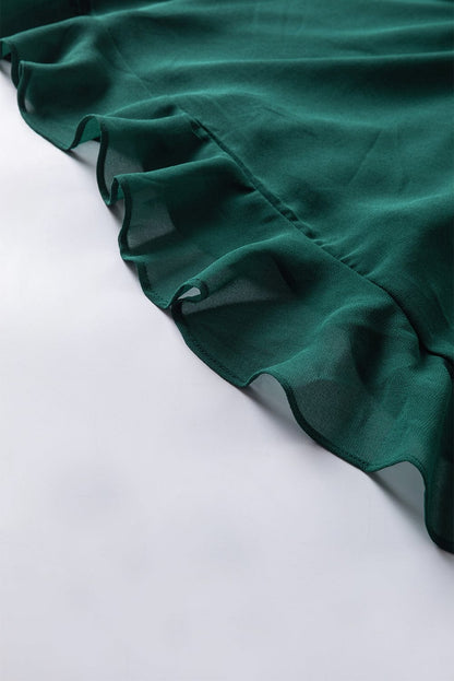 Seafoam Green Sweetheart Neck Ruffle Midi Dress with Shirred Open Back