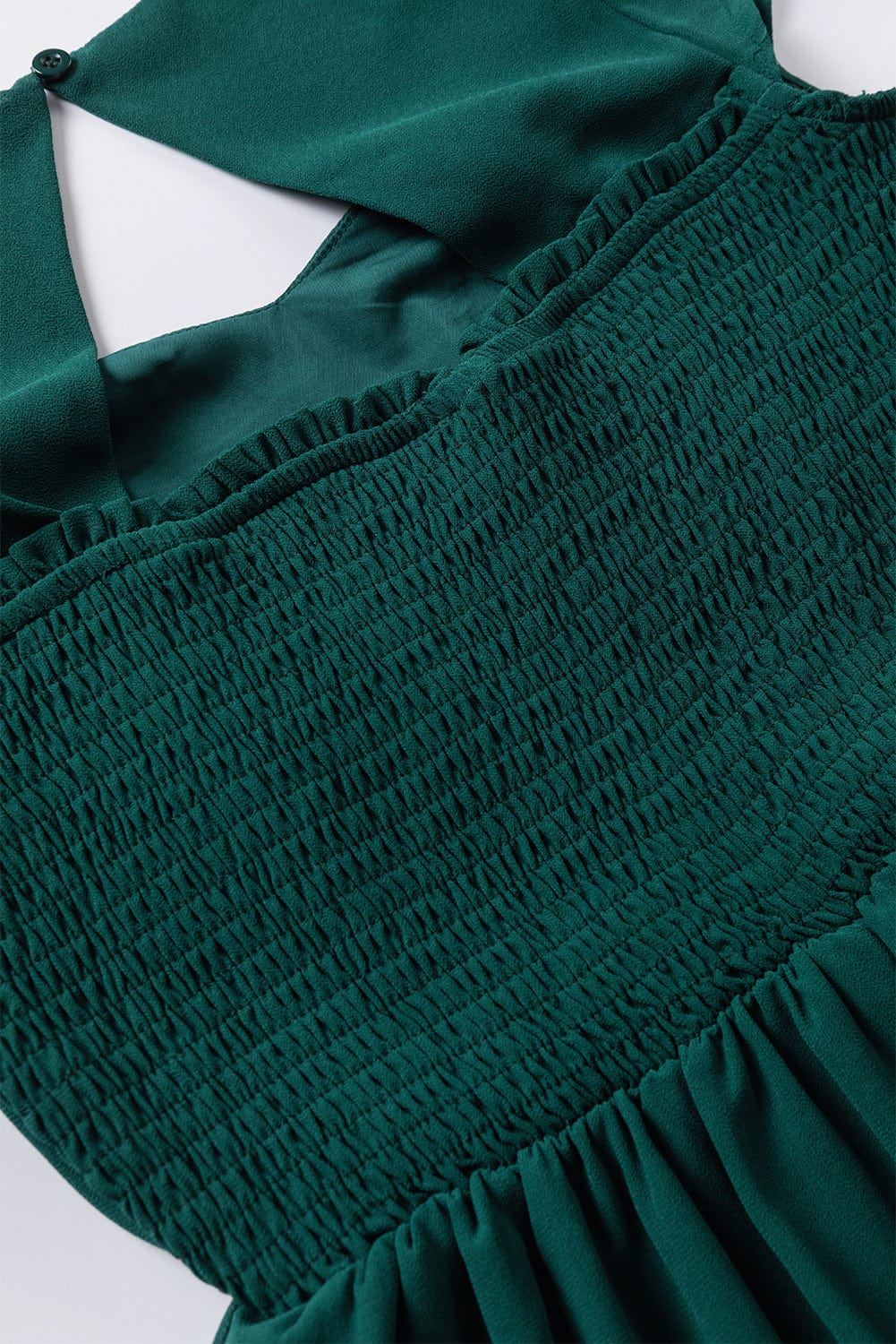 Seafoam Green Sweetheart Neck Ruffle Midi Dress with Shirred Open Back