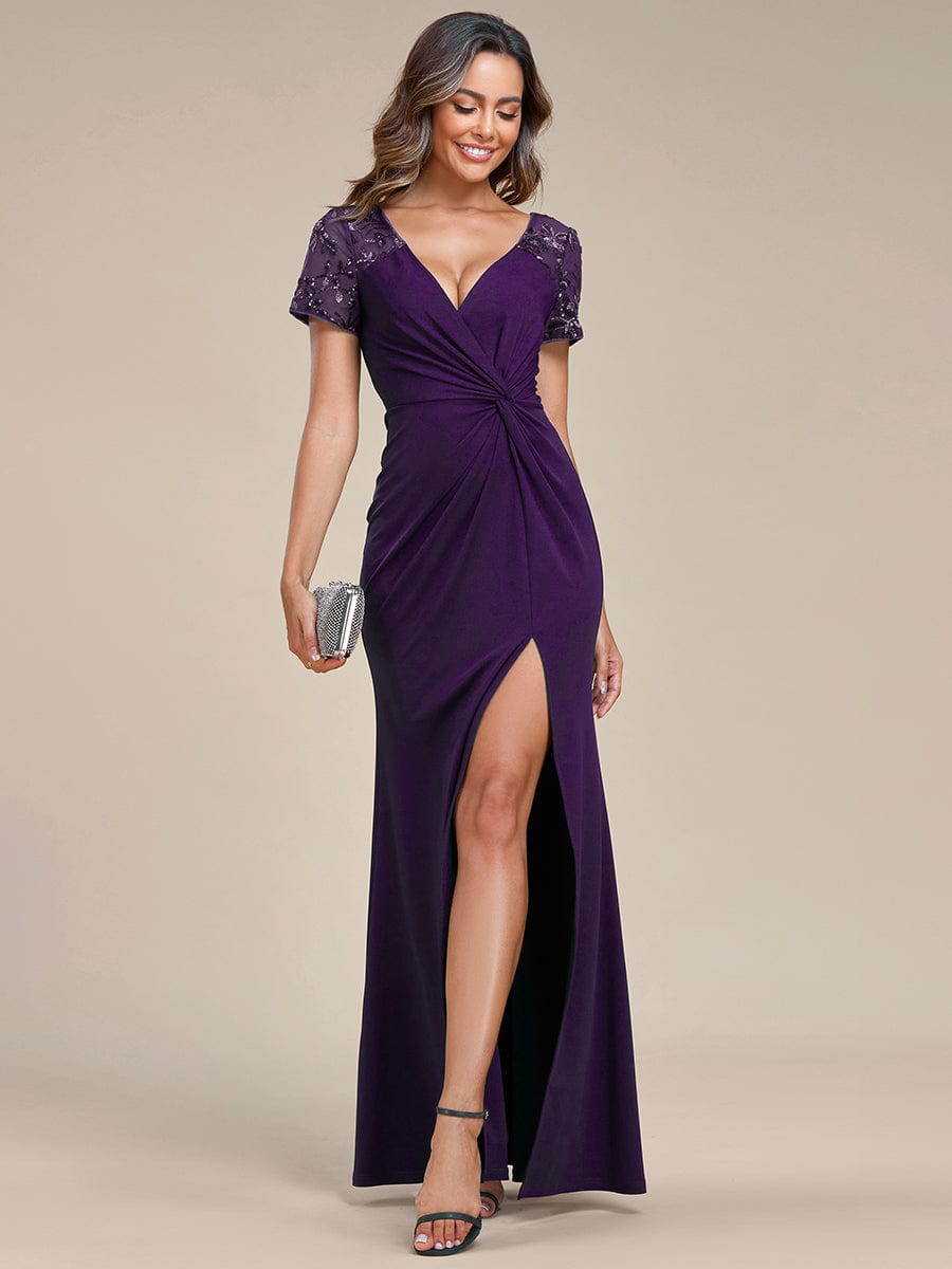Seductive Sequin Embellished Mother of the Bride Evening Gown