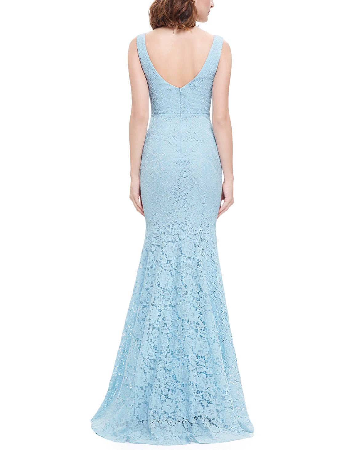 Seductive V-neck Lace Mermaid Evening Gown with Long Fish Tail