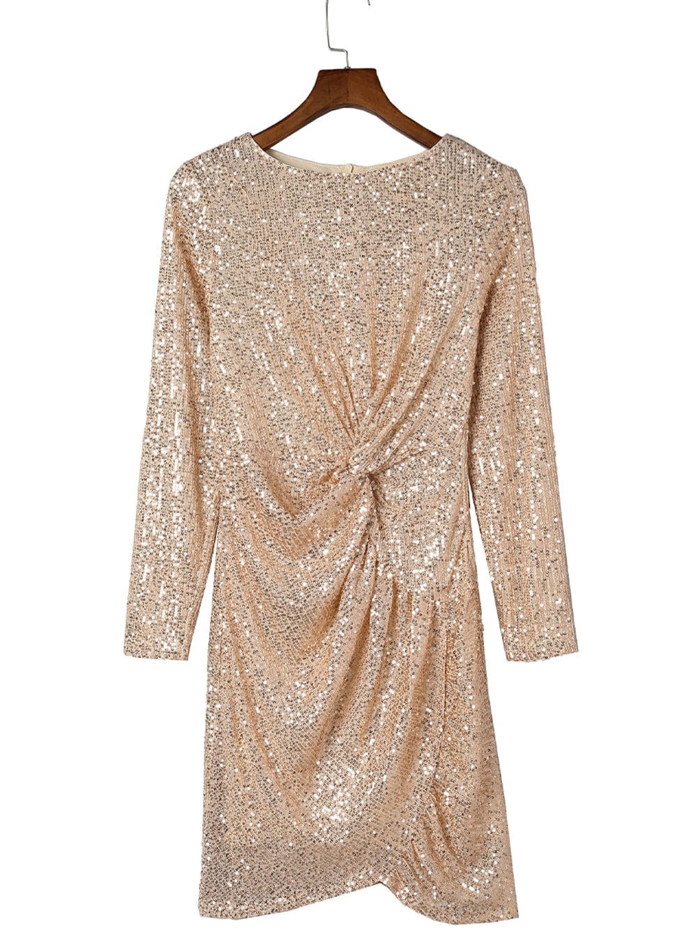 Sequin Apricot Twist Knot Bodycon Dress