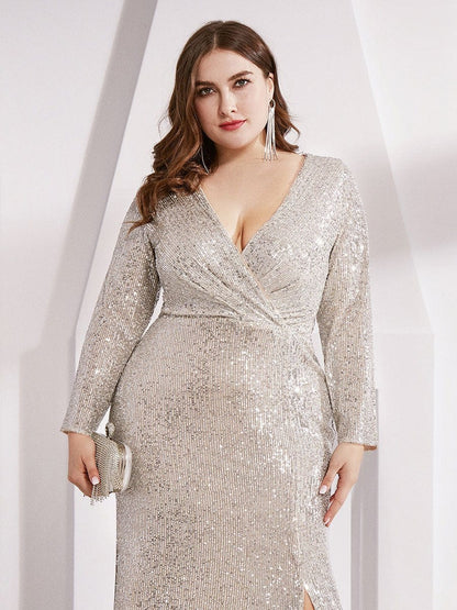 Sequin Sparkle Plus Size Evening Gown