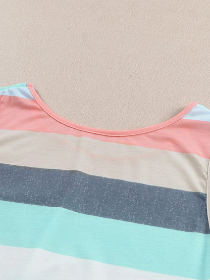 Sequin Striped Tank Top with Multicolor Pocket