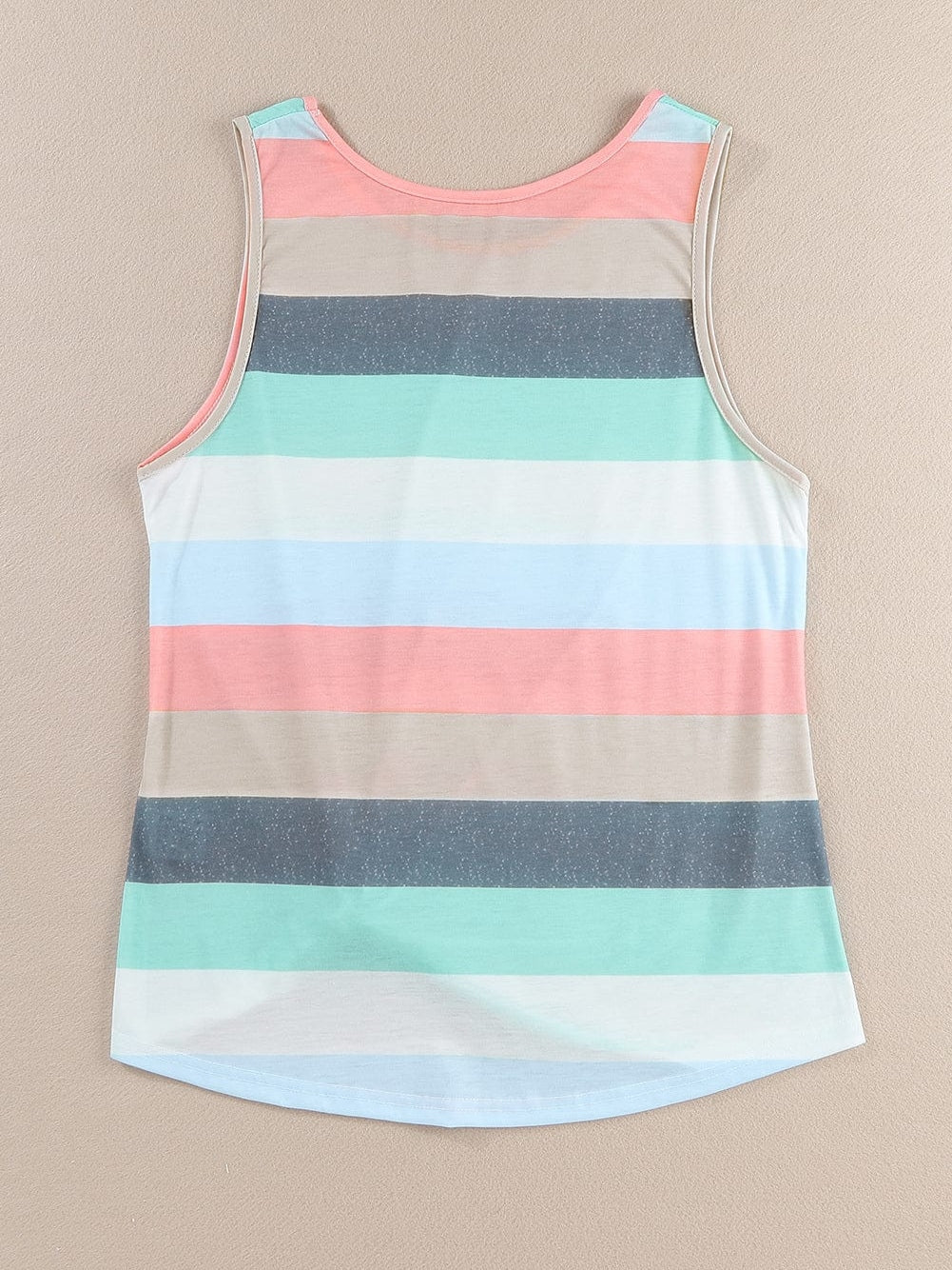 Sequin Striped Tank Top with Multicolor Pocket