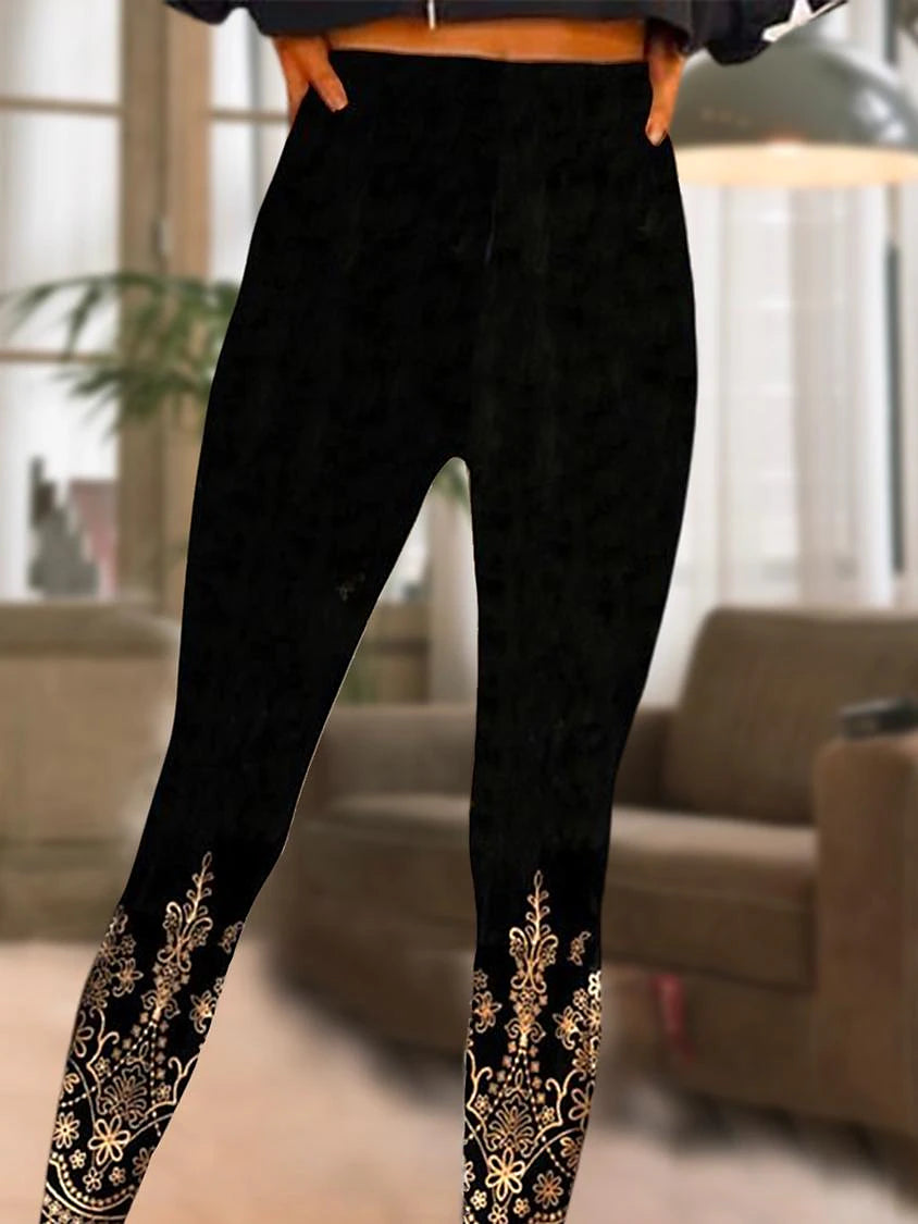 Women's Capri shorts Polyester Graphic Black Casual Ankle-Length Casual Daily