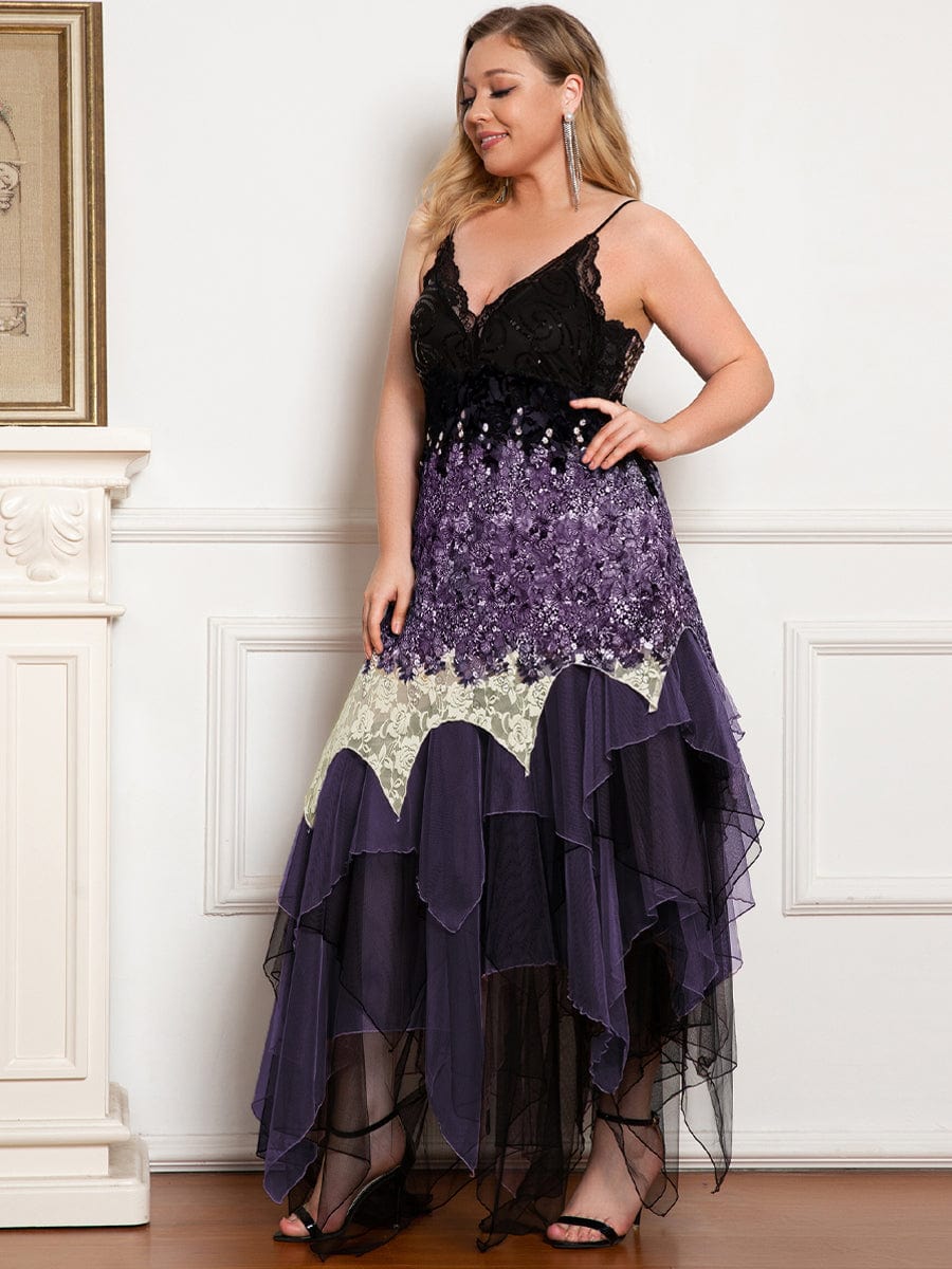 Sexy V Neck Cocktail Prom Dress for Plus Size Women