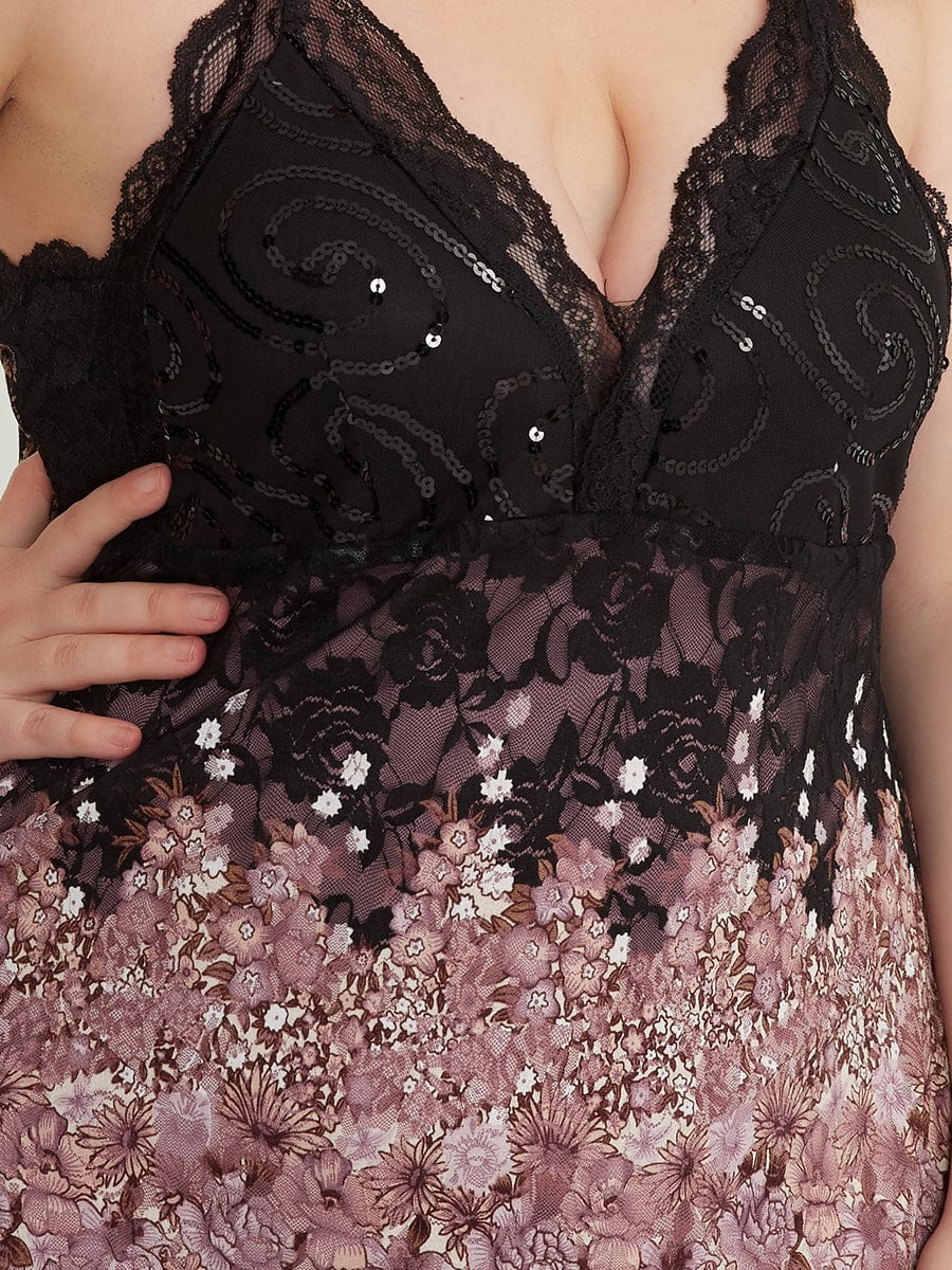 Sexy V Neck Cocktail Prom Dress for Plus Size Women