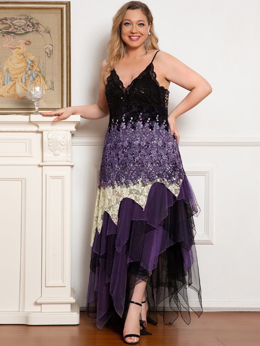 Sexy V Neck Cocktail Prom Dress for Plus Size Women