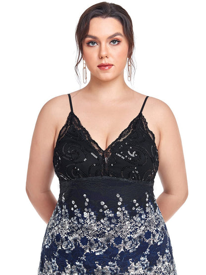 Sexy V Neck Cocktail Prom Dress for Plus Size Women