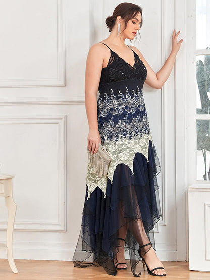 Sexy V Neck Cocktail Prom Dress for Plus Size Women