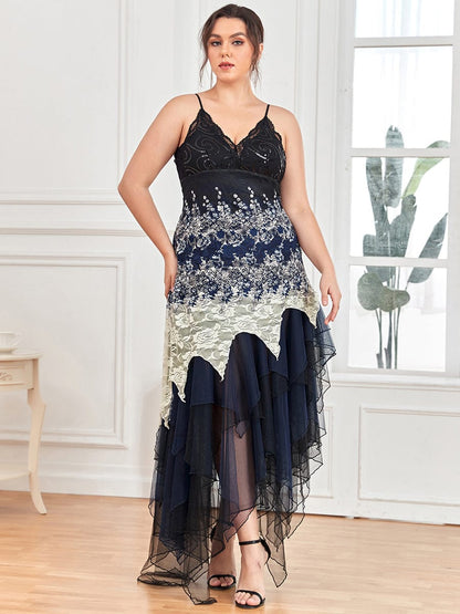 Sexy V Neck Cocktail Prom Dress for Plus Size Women