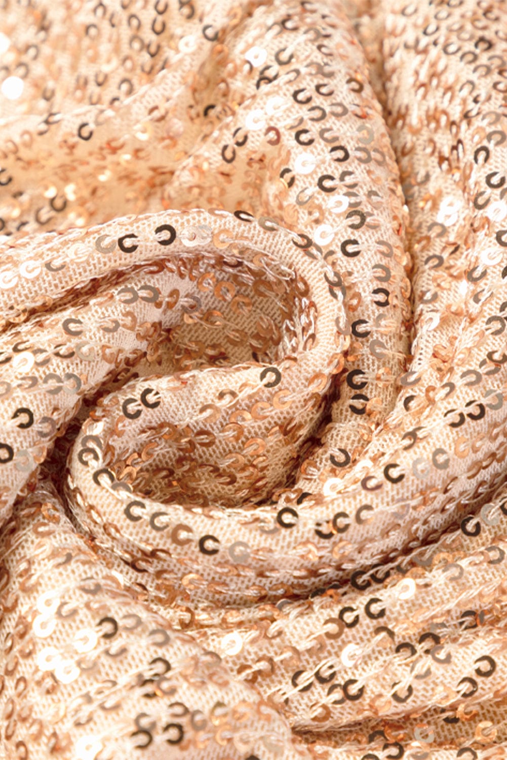 Shimmering Apricot V-neck Sequin Mini Dress