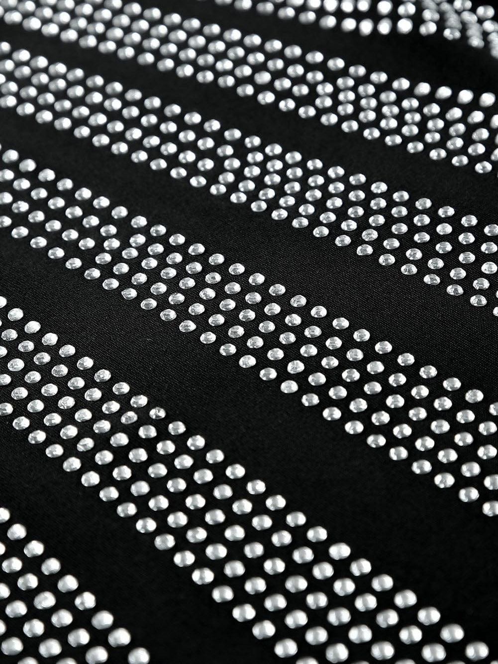 Shimmering Black Sleeveless Diamante Funnel Neck Bodysuit