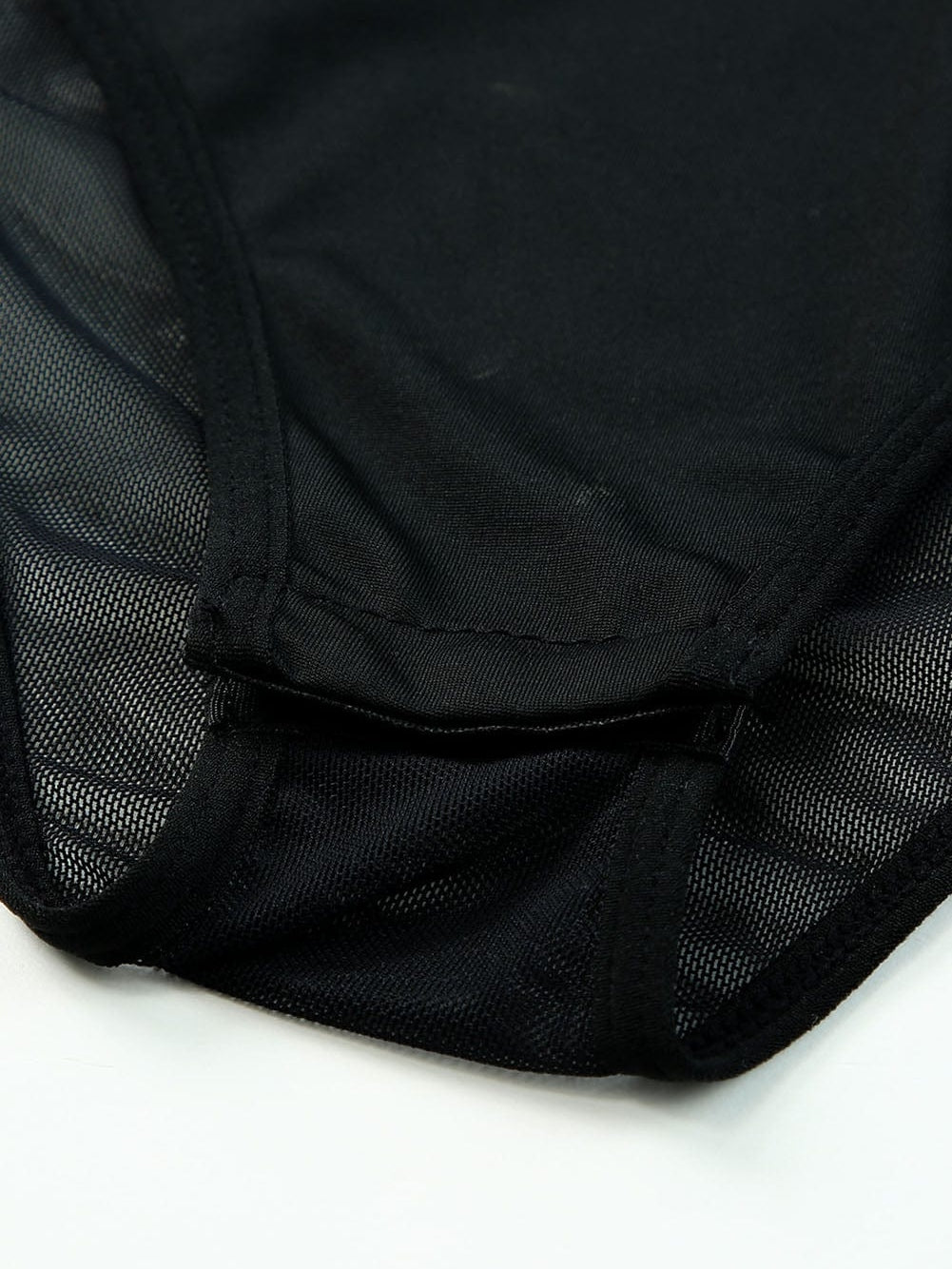 Shimmering Black Sleeveless Diamante Funnel Neck Bodysuit