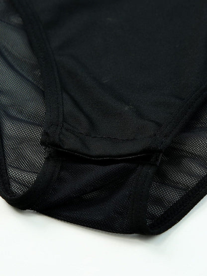 Shimmering Black Sleeveless Diamante Funnel Neck Bodysuit