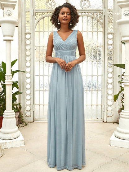 Shimmering Full-Length Evening Dress with Dual V-Neck for Special Events