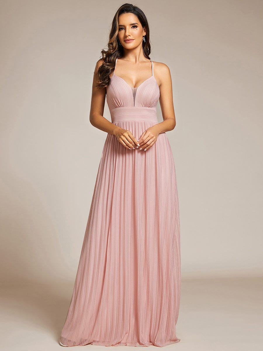 Shimmering Sleeveless Cross Back Evening Gown for Wholesale Buyers
