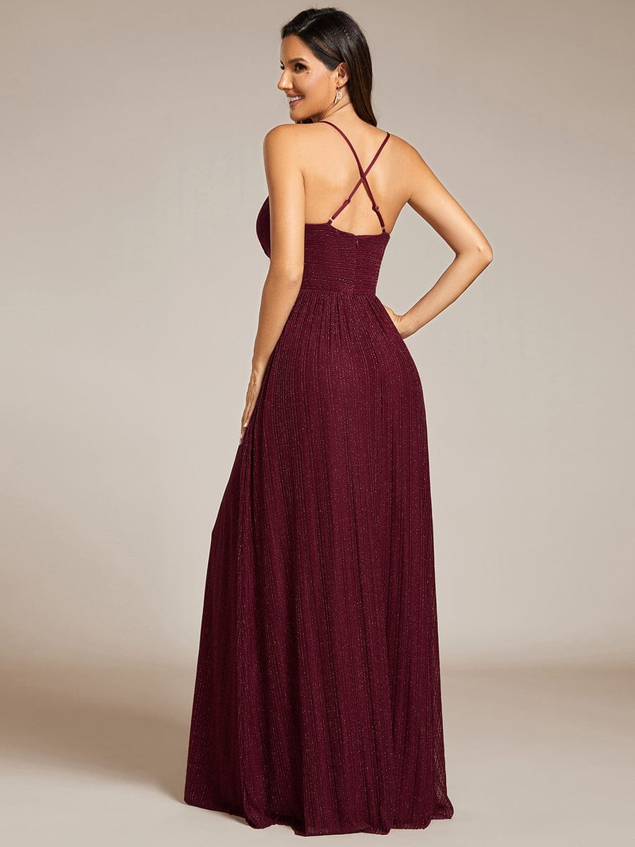 Shimmering Sleeveless Cross Back Evening Gown for Wholesale Buyers