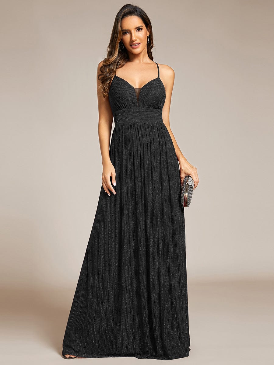 Shimmering Sleeveless Cross Back Evening Gown for Wholesale Buyers