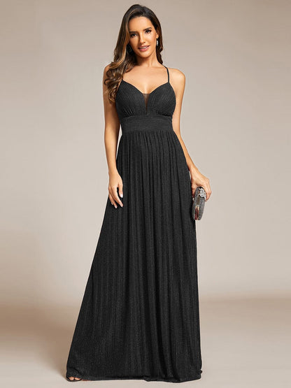 Shimmering Sleeveless Cross Back Evening Gown for Wholesale Buyers