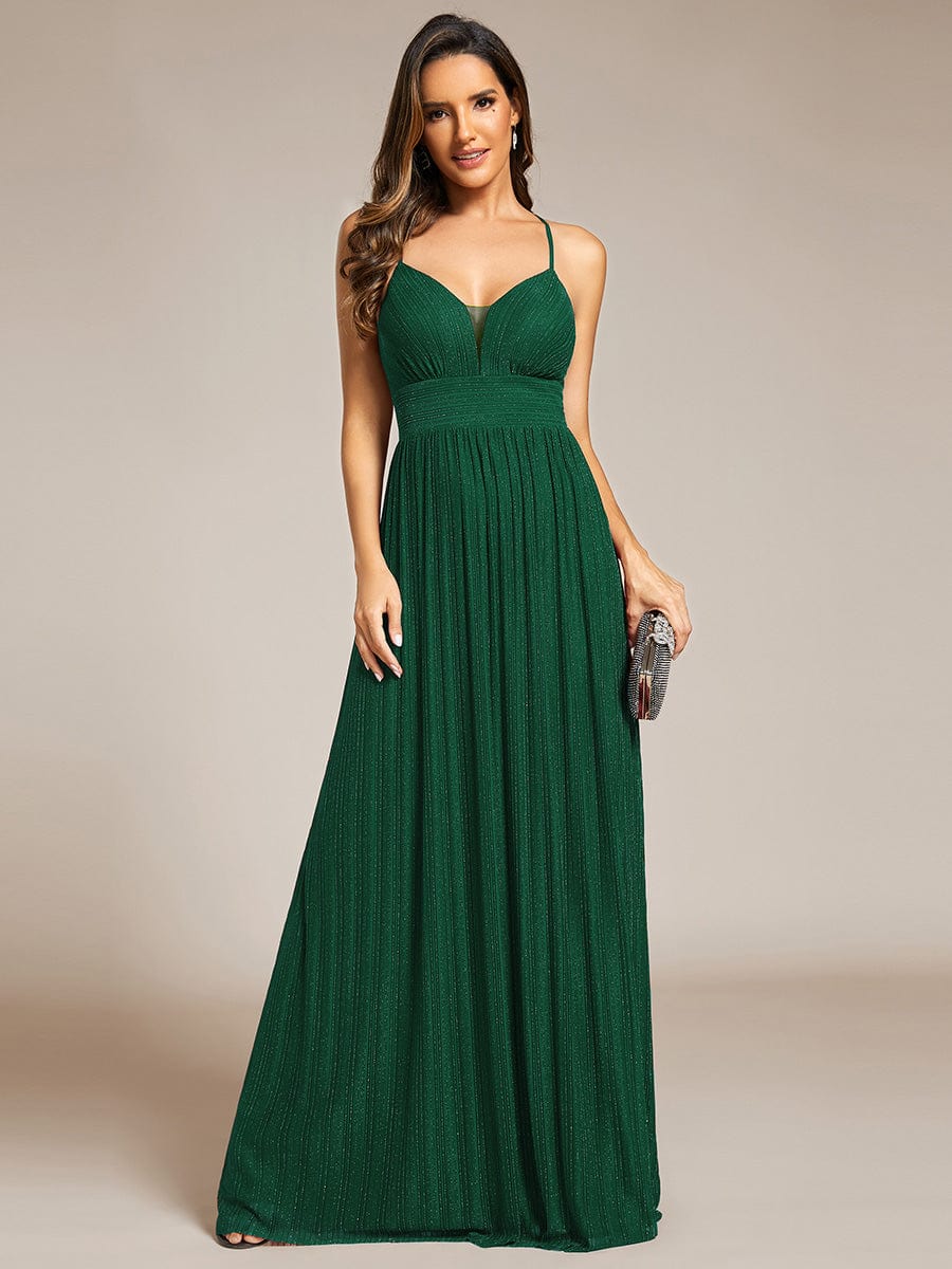 Shimmering Sleeveless Cross Back Evening Gown for Wholesale Buyers