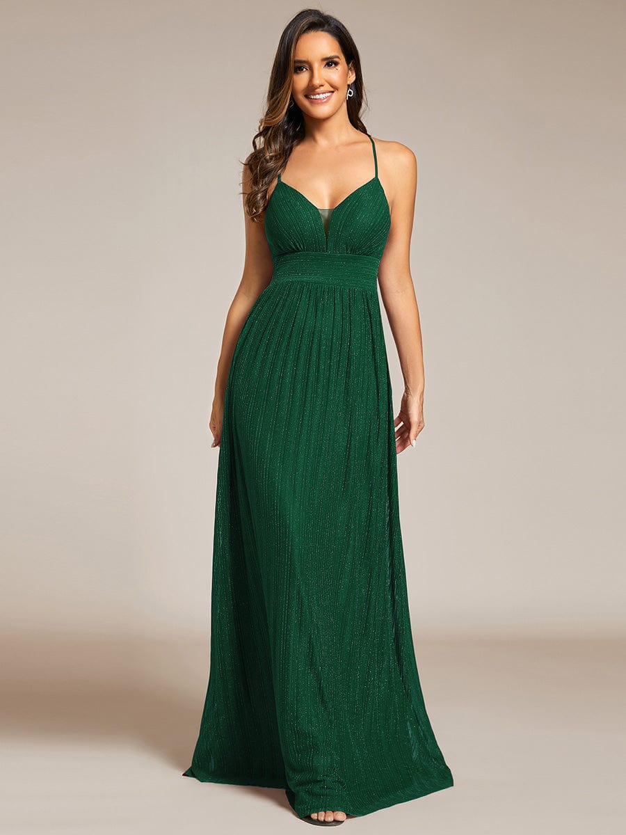 Shimmering Sleeveless Cross Back Evening Gown for Wholesale Buyers