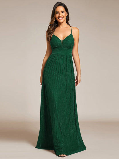 Shimmering Sleeveless Cross Back Evening Gown for Wholesale Buyers