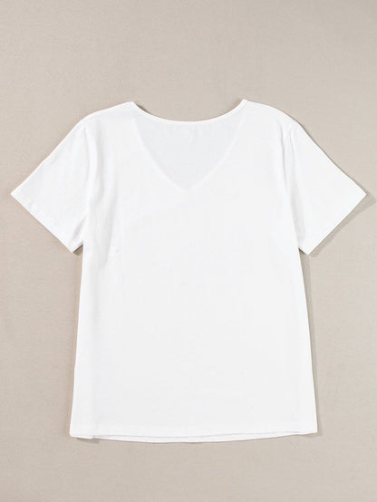 Shimmering White Rhinestone ROCK Star V-Neck Tee