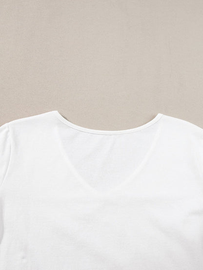 Shimmering White Rhinestone ROCK Star V-Neck Tee