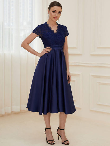 Short Sleeve Knee-Length Evening Dress for Women