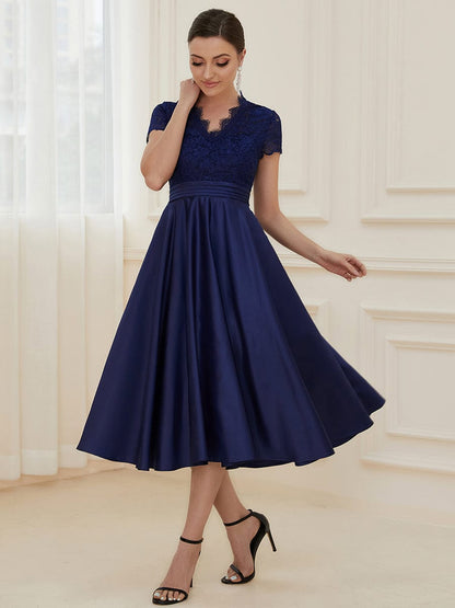 Short Sleeve Knee-Length Evening Dress for Women