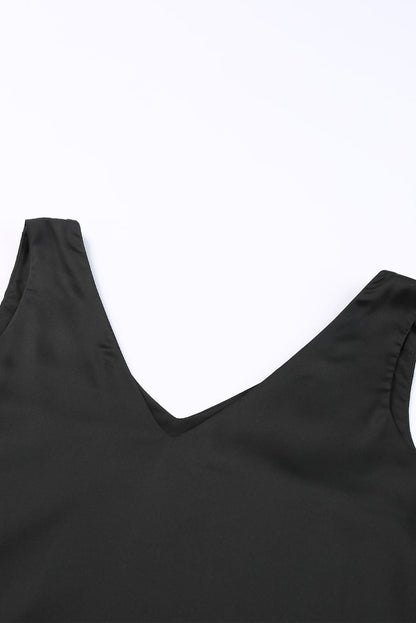 Silk Satin V Neck Casual Sleeveless Camisole Tank Top