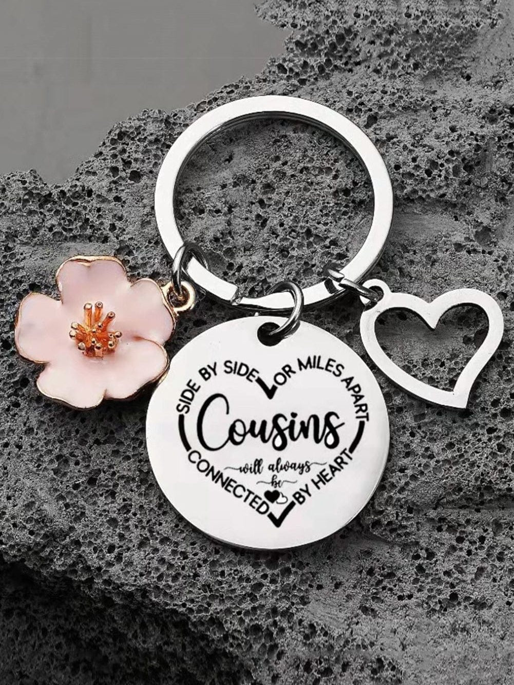 Silvery Cousins Stainless Steel Key Ring
