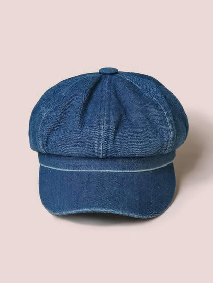 Baseball Cap - Blue Denim Simple Baker Boy Hat - MsDressly