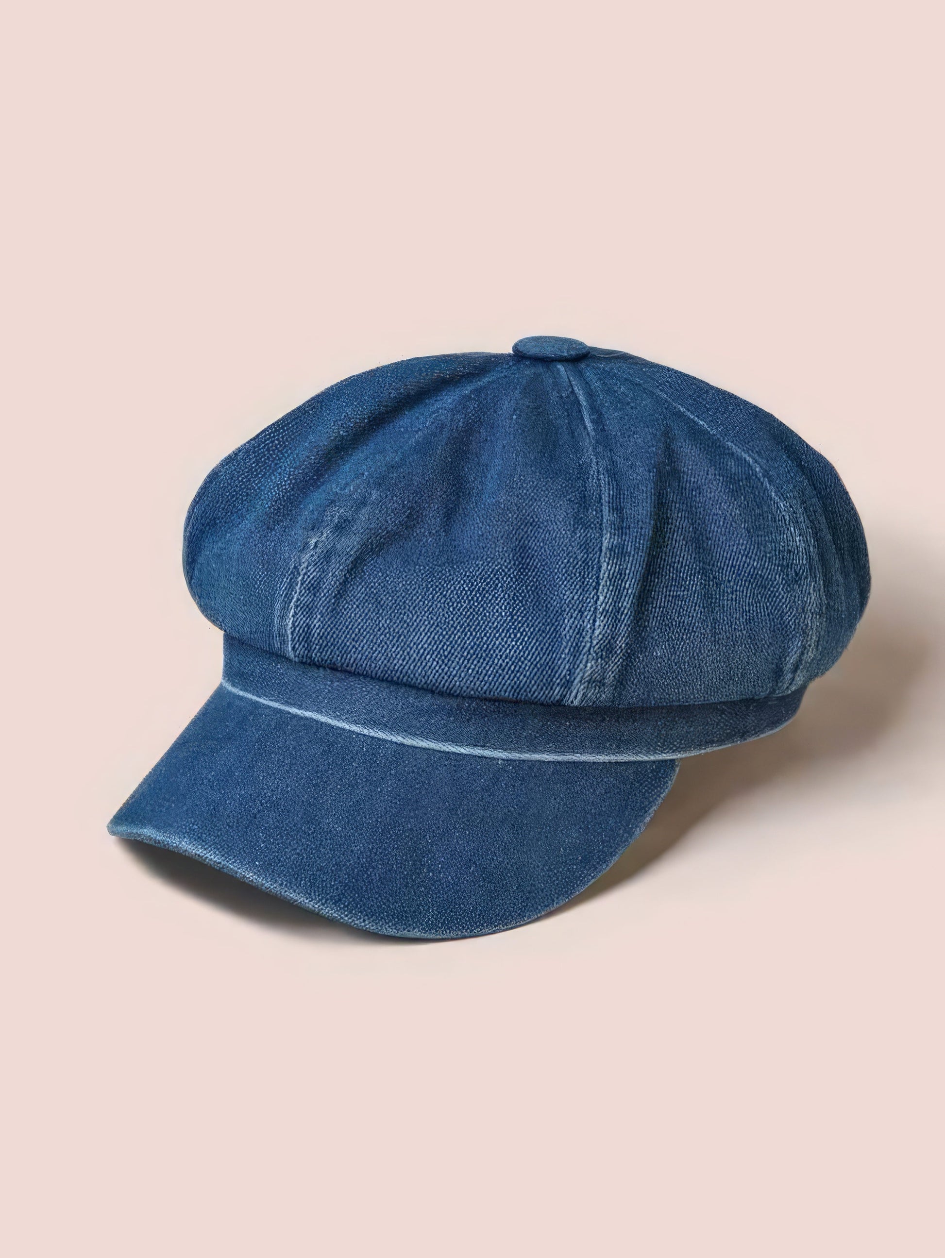 Baseball Cap - Blue Denim Simple Baker Boy Hat - MsDressly