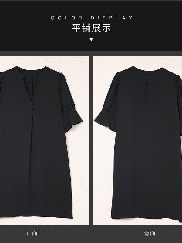 Simple Ice Silk Shirt Dress for Women with Wrinkle Detail