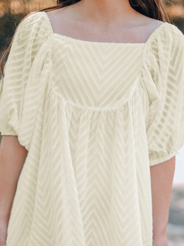 Simple Style Chiffon Dress with Mesh Detail