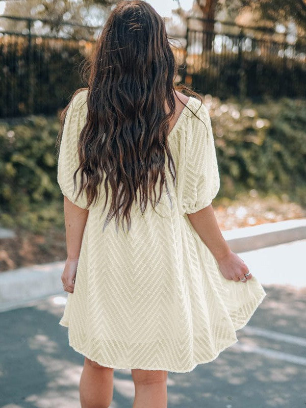 Simple Style Chiffon Dress with Mesh Detail