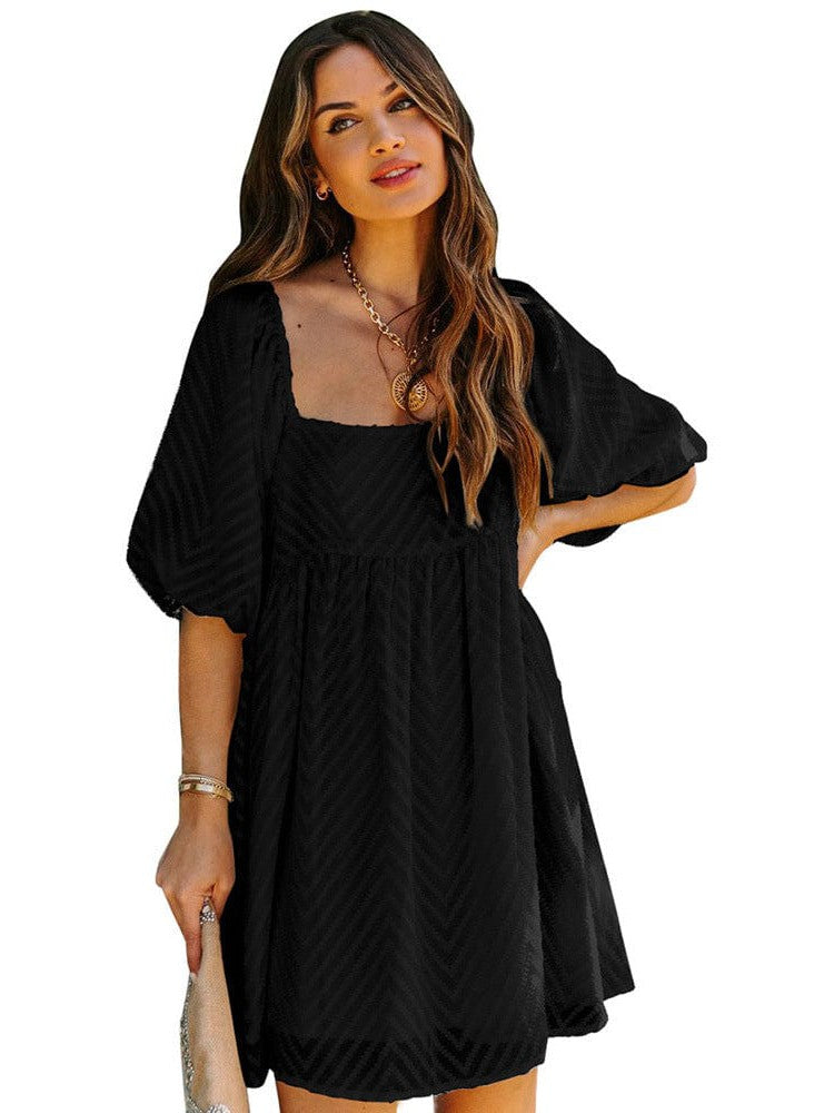 Simple Style Chiffon Dress with Mesh Detail