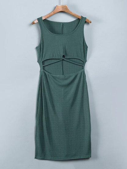 Simple Style High Waist Tight Dress with Cross Slit