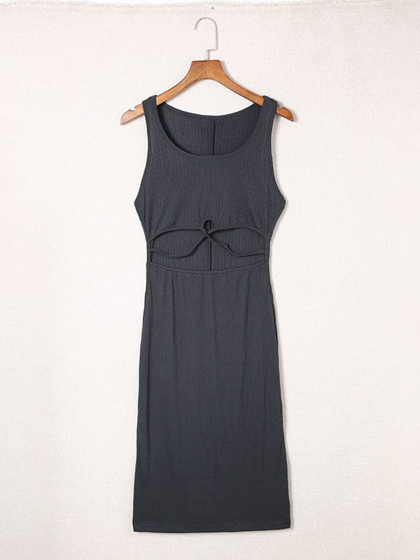 Simple Style High Waist Tight Dress with Cross Slit