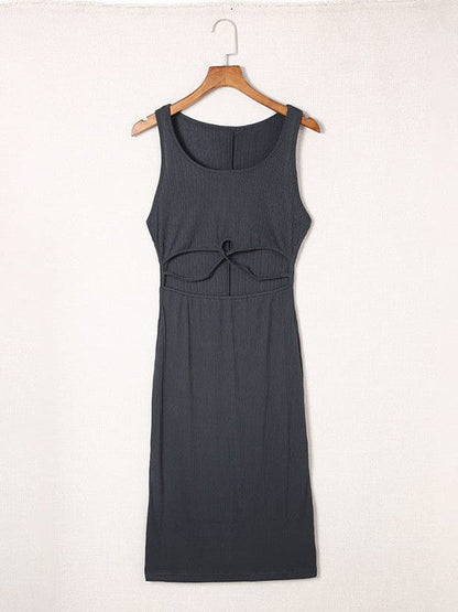 Simple Style High Waist Tight Dress with Cross Slit