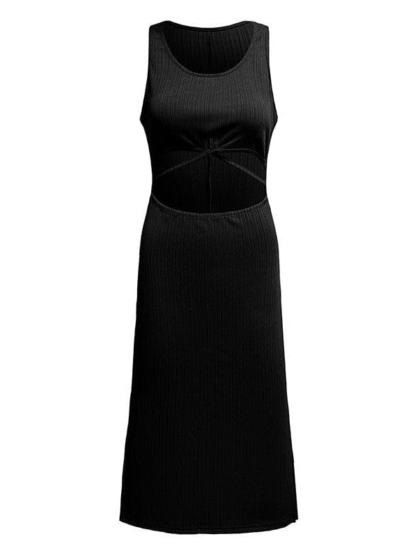 Simple Style High Waist Tight Dress with Cross Slit