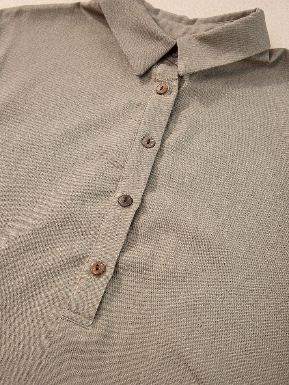 Simply Taupe Oversized Collared Button-Up Short Sleeve Top