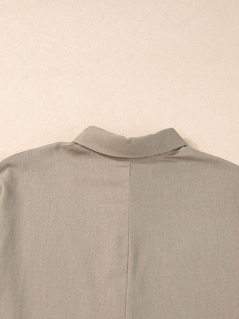 Simply Taupe Oversized Collared Button-Up Short Sleeve Top