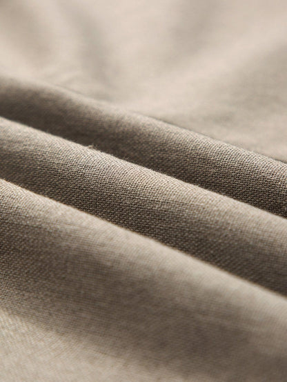 Simply Taupe Oversized Collared Button-Up Short Sleeve Top