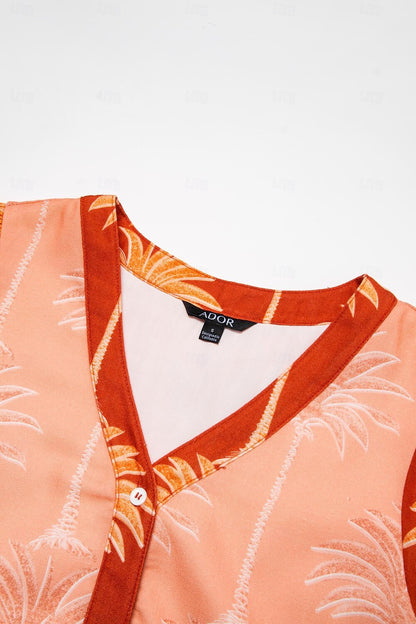 Floral Tassel Fringe V Neck Midi Dress