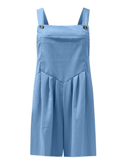 Jumpsuits for Women Summer Overall Pocket Solid Color Square Neck Basic Daily Vacation Regular Fit Sleeveless Black Yellow Pink S M L - LuckyFash™