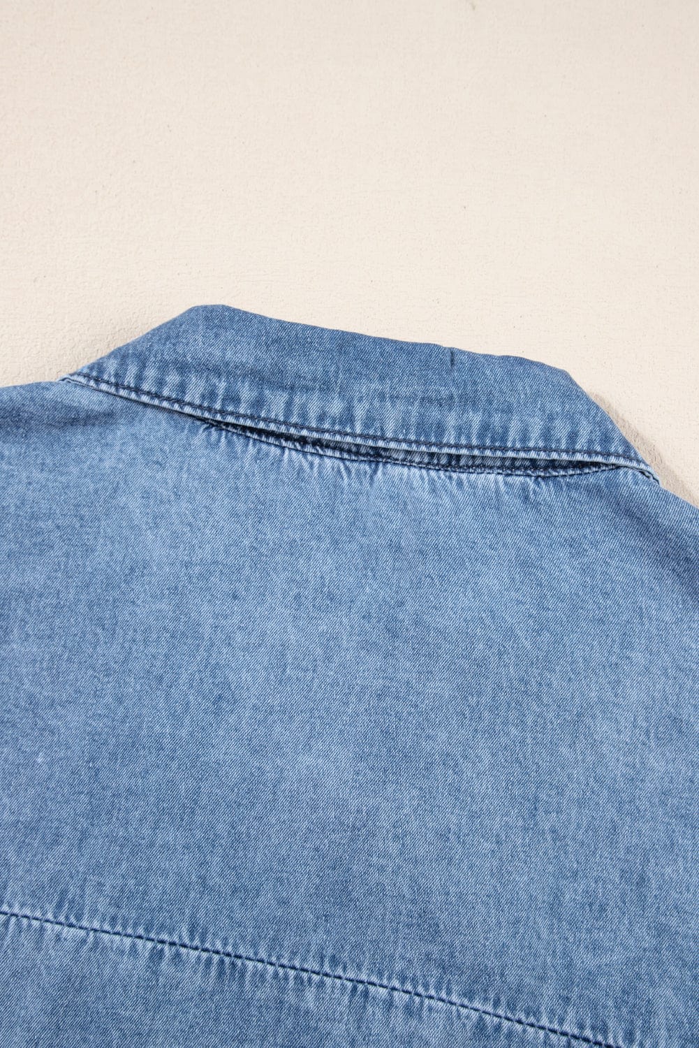 Sky Blue Acid Wash V Neck Tiered Denim Dress - Vintage-inspired A-Line Casual Mini Shift Dress